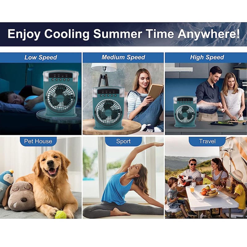 Portable Humidifier Fan with Timer Alarm Function Adjustable 600ml USB