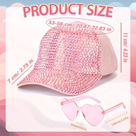 Bling Studded Shiny Rhinestones Crystals Baseball Cap, Sparkle Adjustable Ponytail Visor Cap Sun Hat for Women Men (US, Alpha, One Size, Black)