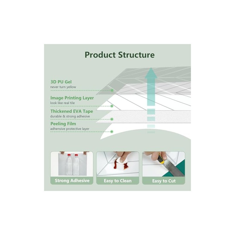 STICKGOO 10 Sheets Thicker Herringbone Peel and Stick Backsplash, 12.6”×9.7”