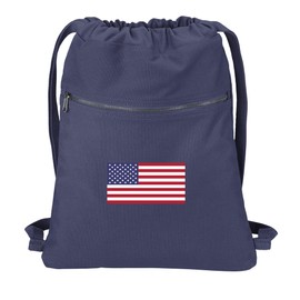 Broad Bay American Flag Drawstring Backpack RICH COTTON USA Flag Cinch Bag