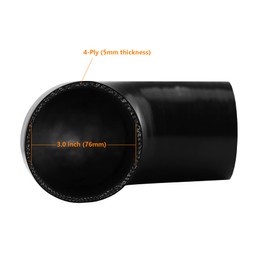 Ucreative 90 Degree Elbow ID: 3.0"(76mm) 4-Ply High Performance Coupler Silicone Hose for Vehicle with T-Bolt Clamp