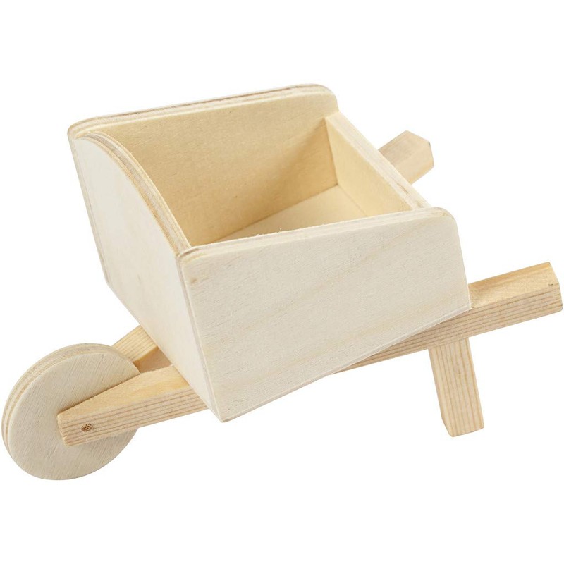 greedeko Miniature Wheelbarrow for Crafts, 11 x 6 cm, Wood,