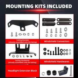 FATECIM 5.75" Headlight Fairing with 15" Smoke Windshield & Mounting Kit For Harley Softail Street Bob FXBB 2018-2020, FXBBS 2021-2024, Softail Standard FXST2020-2022, Softail Low Rider FXLR 2018-2020