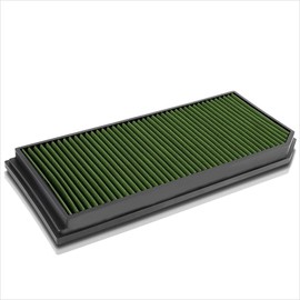 Green Reusable Washable High Flow Drop-in Air Filter Panel Compatible with 06-08 VW GTI/Jetta 2.0 Turbo