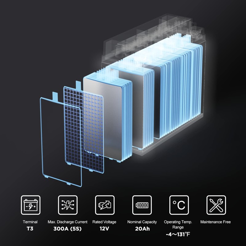 UPLUS LP12-20 12 Volt 20Ah Deep Cycle AGM Battery, DJW12-20Z