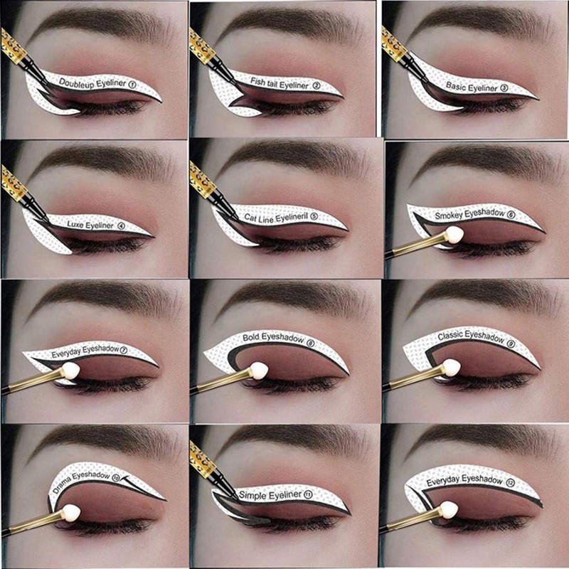 Kagodri Eye Makeup Template Stickers, 24pcs Template Eye Makeup Tools,