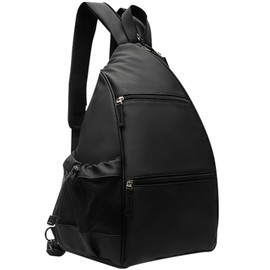 Nayubo Pickleball Bag for Women Men, Portable Crossbody Sling Bag with Fence Hook Lightweight Adjustable Travel Pickleball Paddle Backpack for Tennis Racket (Black)