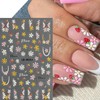 4 Sheets Daisy Nail Art Stickers 3D Self-Adhesive Designs Nails