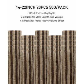 VINBAO Invisible Tape in Hair Extensions Human Hair, Hair Extensions Tape ins for Women, Dark Brown Highlight Caramel Blonde 18 inch 20Pcs 50G (18inch, 4P27)