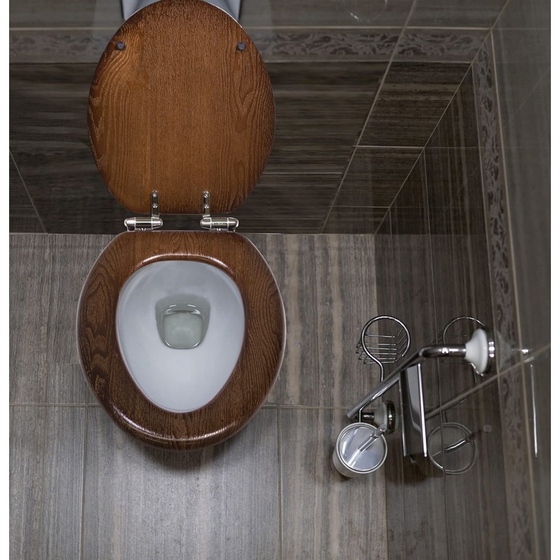 Dalton Wooden Elongated Soft Close Toilet Seat, Java Brown, Quick