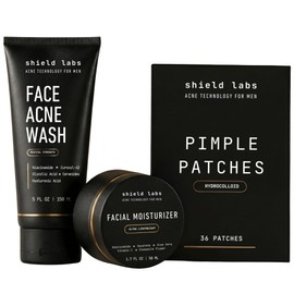 Shield System, Acne System for Men, Face Wash, Moisturizer, Pimple Patches, Shield Mens Skin Care Set                                                 