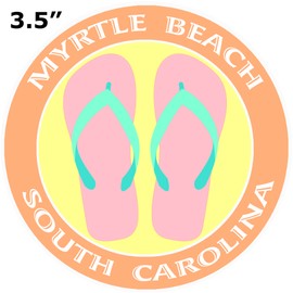 Athena Brands Flip Flops Myrtle Beach South Carolina - Car Truck Window Bumper Sticker Decal - Sunset Orange