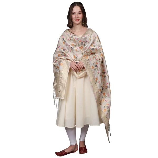 Exotic India Women's Art Silk Dupatta with All Over Brocaded