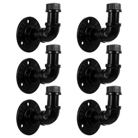 PercyEffie Bathroom Towel Hooks for Hanging, 6 Pack Vintage Industrial Iron Pipe Towel Hook Holder, Wall Mounted Heavy Duty Rustic Hook Decorative for Bathroom Farmhouse Kitchen (6 Pack, Matte Black)