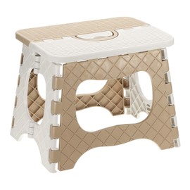 uxcell 8" Folding Step Stool for Adults 165 lbs Capacity Non-Slip Step Stool with Handle Collapsible Foot Stools, Khaki Small Stepping Stool for Bathroom, Bedroom, Kitchen