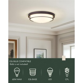 Cargifak 16 inch Flush Mount Ceiling Light, 3-Light Close to Ceiling Light Fixtures with Oil Rubbed Bronze Finish for Bathroom Bedroom Kitchen Hallway, CL4822-3W-BK