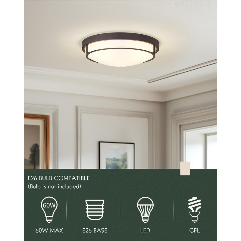 Cargifak 16 inch Flush Mount Ceiling Light, 3-Light Close to