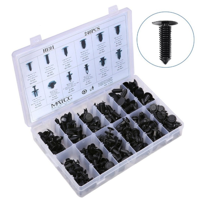 240Pcs Bumper Retainer Clips Plastic Rivets Car Fasteners Push Retainer