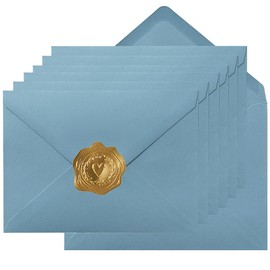 100 Pieces A6 Envelopes Colorful 4x6 Envelopes with Gold Stickers for Greeting Cards, Birthday, Weddings, Baby Shower Invitation Cards (Dusty-Blue, 6 1/2 x 4 3/4 Inches)