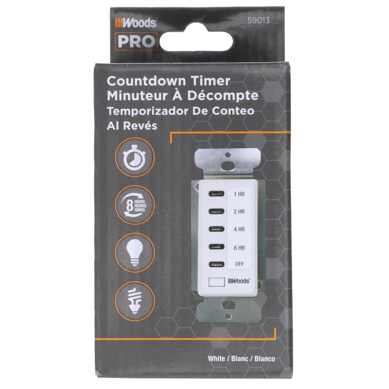 Woods 59013 in-Wall Timer, 120 V, 15 A, 2, 4,