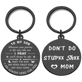 Son Birthday Gift Ideas, Sons Gifts from Mom, Son Keychain for Teen Boys, Don't Do Stupid Keychain, Gag Birthday Gift Ideas, Christmas Gift, Back To School, Black, Small