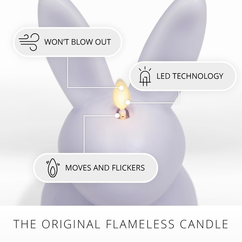 Luminara Easter Bunny Candle- Gentle Lavender 4.8" x 8"- Flameless
