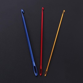 Afghan Aluminium Crochet Hook Knitting Needle Hand Knit Tool Crochet Hook Grips, with Threading Hole Crochet Hook Set for Beginners with Yarn,Crochet Hooks,Knitting and Crochet
