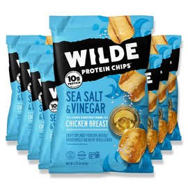 Sea Salt and Vinegar Chicken Chips by Wilde Chips, Thin and Crispy, High Protein, Certified Paleo, Made with Real Chicken, 2.25oz Bag (8 Pack)