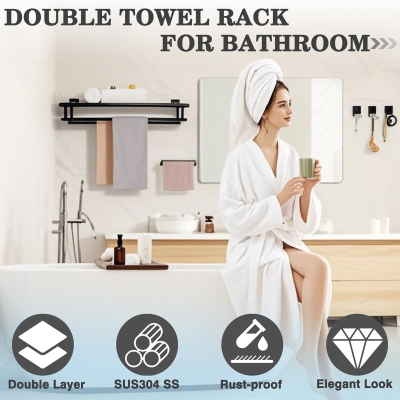 Alise Towel Rack for Bathroom Wall Mount,Double Towel Bars for