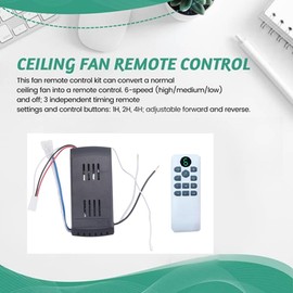 Aswalling Ceiling Fan Remote Control Kit 40W 6-Speed Timing Function Replacement Remote for DC Ceiling Fans & Lights