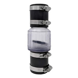 PumpSpy Silent Check Valve - 1-1/2" with Buna-N Couplings, Model CV-150, Spring-Loaded Flapper, Sump Pump Life Expectancy Increase, Includes Steel Clamps Fit 1-1/2″ Pipe