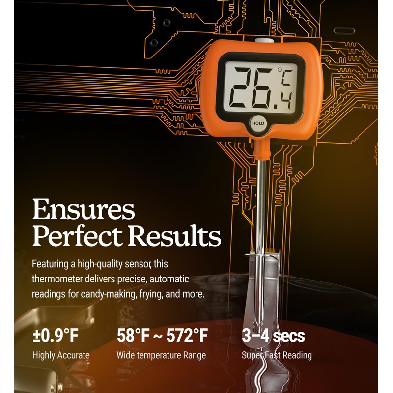 Digital Candy Thermometer with Pot Clip, Instant Read Kitchen Thermometer