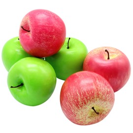 LONTOM 6PCS Simulation Artificial Fruit, Fake Apples Plastic Fruit, Lifelike Apple Ornament, Apple Decorations for Home Kitchen Storefront Wedding Party Photography Decoration (Red/Green)