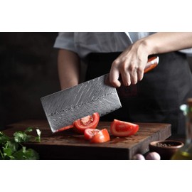 7 Inch Super Sharp Damascus Steel Professional Butcher Cleavers Meat Knife for Bone Chopper, Restaurant Knife with Ergonomic Rosewood handle. BY MSS