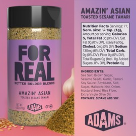 FOR REAL Amazin' Asian Seasoning - Toasted Sesame Tamari Blend - Umami Flavor Booster for Meat & Rice - Gluten Free, Kosher, No Seed Oils or MSG, Bold Asian-Inspired Spice Mix - 6oz