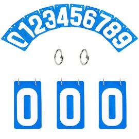 TOPTIE 4 Sets PVC Number Cards, Plastic Portable 0-9 Flip Scorekeeper, 3-1/8" x 5-1/2"-Blue