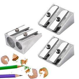 3PCS Metal Pencil Sharpeners Aluminium Pencil Sharpener with 2 Holes Metal Sharpener Pencil Sharpeners for School Lip Liner Sharpener for Home Office Stationery HB Pencil Sharpener for Kids