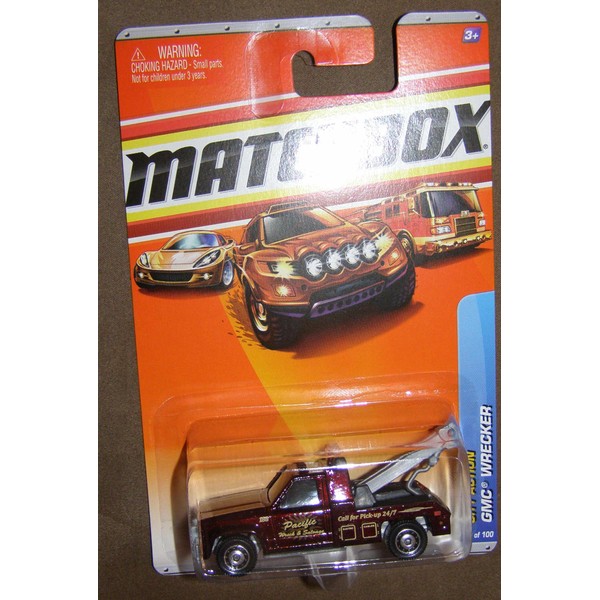 2010 MATCHBOX CITY ACTION #73 BURGUNDY PACIFIC WRECK & SALVAGE GMC WRECKER by Matchbox