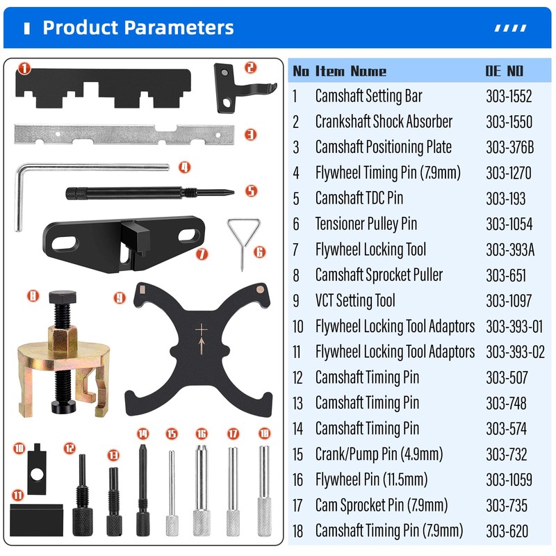 Timing Tool Kit, Camshaft Locking Tool Compatible with Ford Mazda