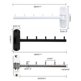 Zivisk Pack of 2 Folding Wall Mounted Clothes Hanger Rack with Swing Arm Stainless Steel Heavy Duty Coat Hook for Bathroom, Bedroom, Laundry Room - White