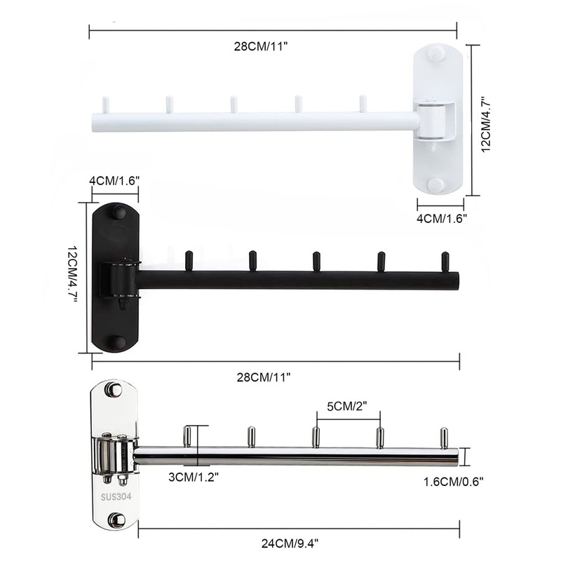 Zivisk Pack of 2 Folding Wall Mounted Clothes Hanger Rack
