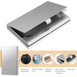 PLABBDPL Business Card Holder, 2 Pieces Stainless Steel Business Card Case Black Silver, Premium Business Card Holder, for Gentle Storage of Your Card, Business Card Holder for Men and Women