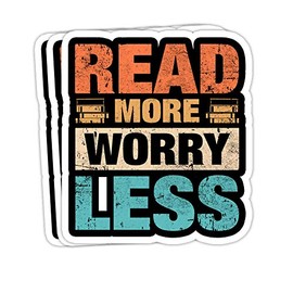 goldbabytee Read Reader Bookworm Book Reading English Teacher- 4x3 Vinyl Stickers, Laptop Decal, Water Bottle Sticker (Set of 3)