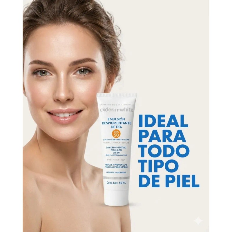Exderm White Despigmentante Dia Protector Solar Fps Antimanchas 50ml Desvanece