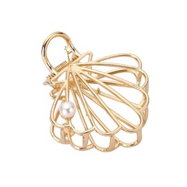 POPETPOP 1pc Vintage Shell Design Hair Clip Hollow Out Alloy Barrette for Women Non- Hair Styling Accessory for Parties Weddings and Everyday Use Golden