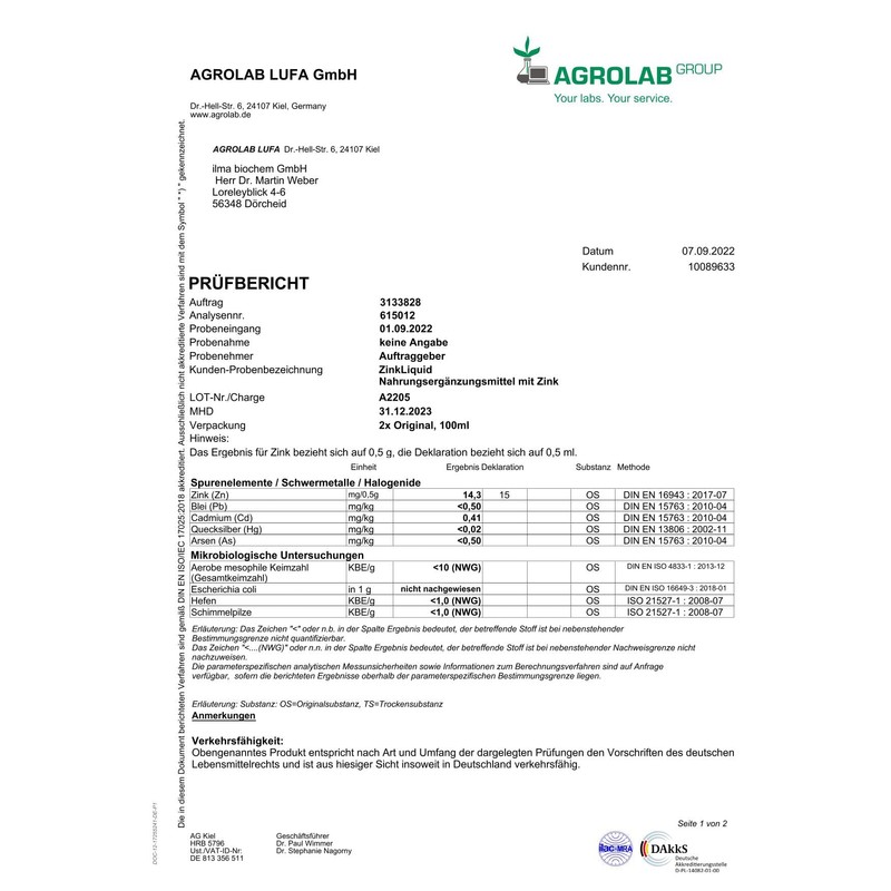 ZinkLiquid - 100 ml Zinc Drops High Dose Flavour-Optimised Zinc