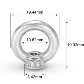 Ring Nut M4 Pack of 12 Ring Eyelets Stainless Steel Eye Nuts Hardware Ring Female Thread Mounting Screw for Rope Assembly, Lifting Accessories, Surface Polishing, Silver