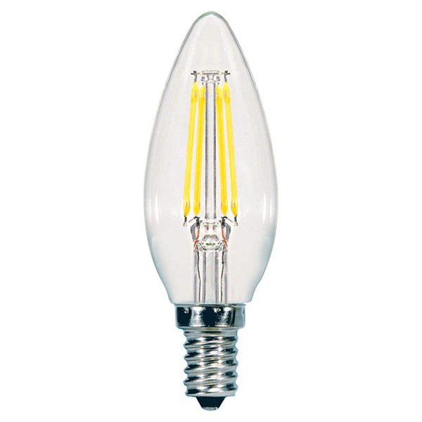 Satco S9961 Candelabra Bulb in Light Finish, 3.88 inches, 1 Count (Pack of 1), Clear
