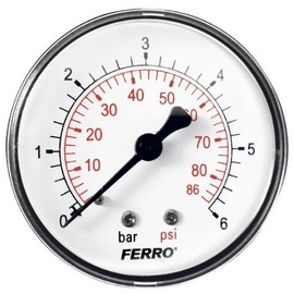 60mm 6BAR 86PSI Pressure Gauge air oil or water 1/4 BSPT Rear Entry Manometer by Ferro