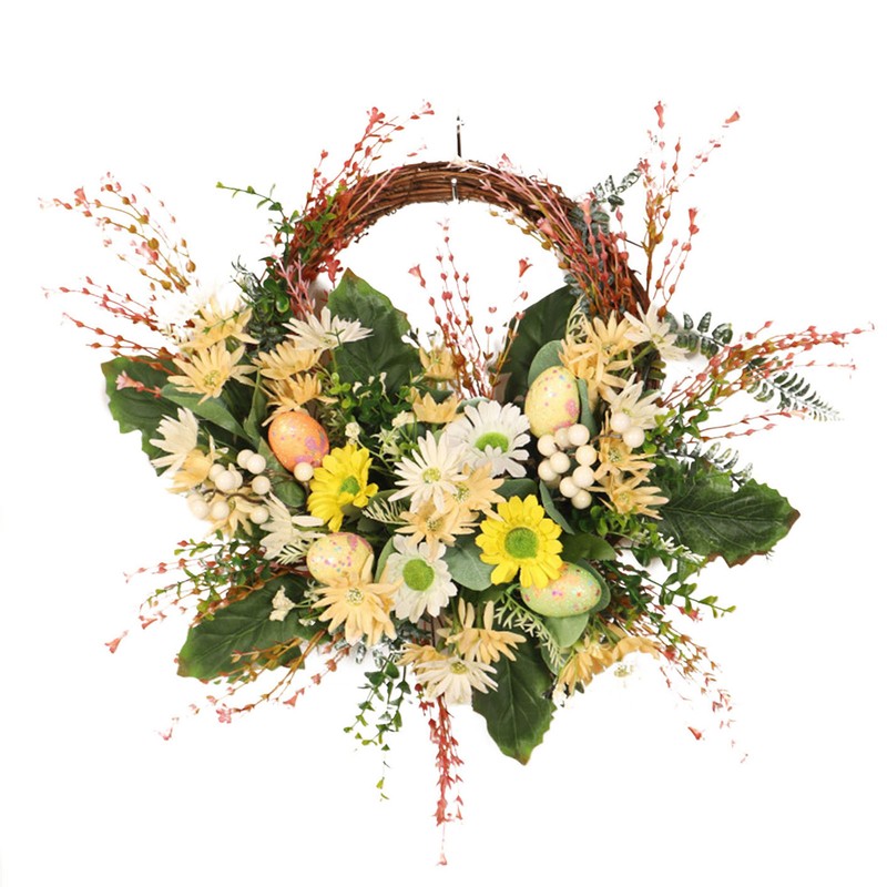 Artificial Wreath Yellow Wild Daisy Half Wreath Easter Decoration Wreath